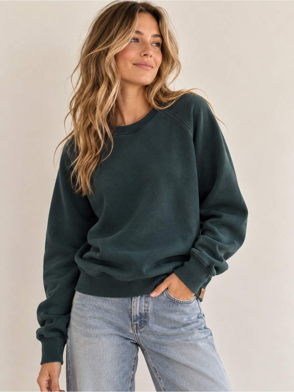 tentree Dark Teal Women's Crewneck Sweatshirt Pullover Organic Cotton